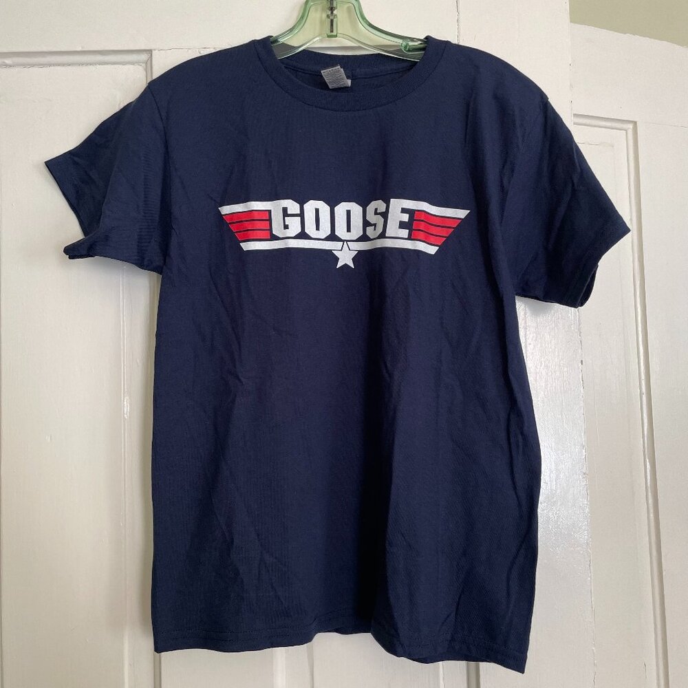 Top Gun "Goose" Graphic T-Shirt Navy Blue Cotton Crew Neck Women's Size Large